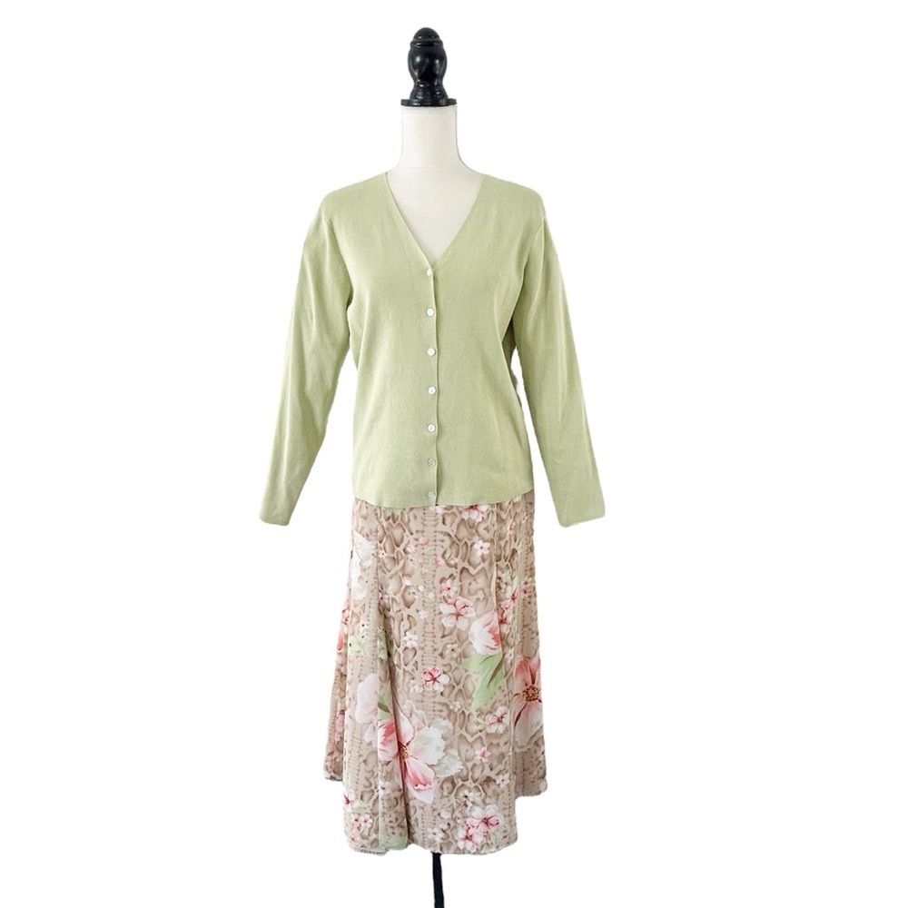 Studio by Liz Claiborne Women’s Beige Pink Abstract Floral Midi Skirt Size 8 - Picture 8 of 9